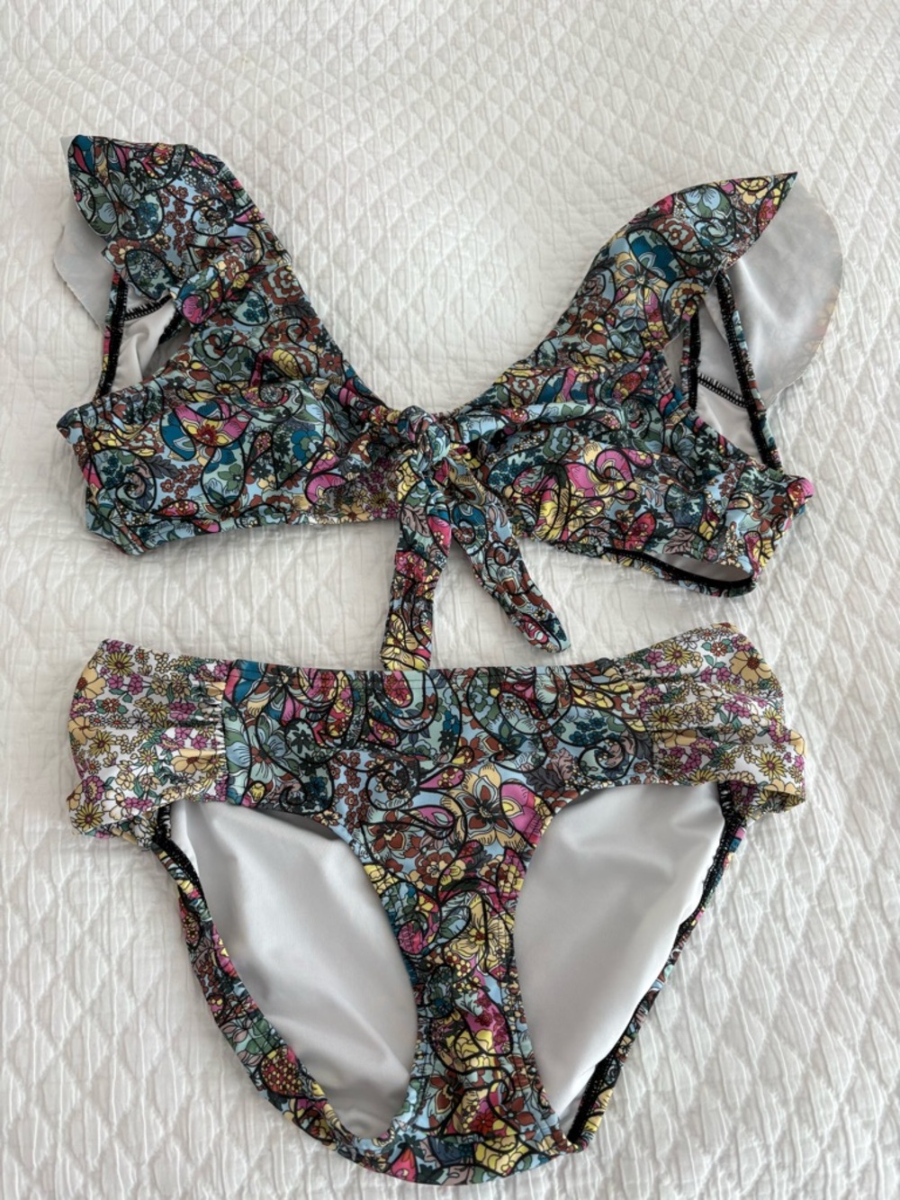 Floral Multicolor Tie-Front Bikini